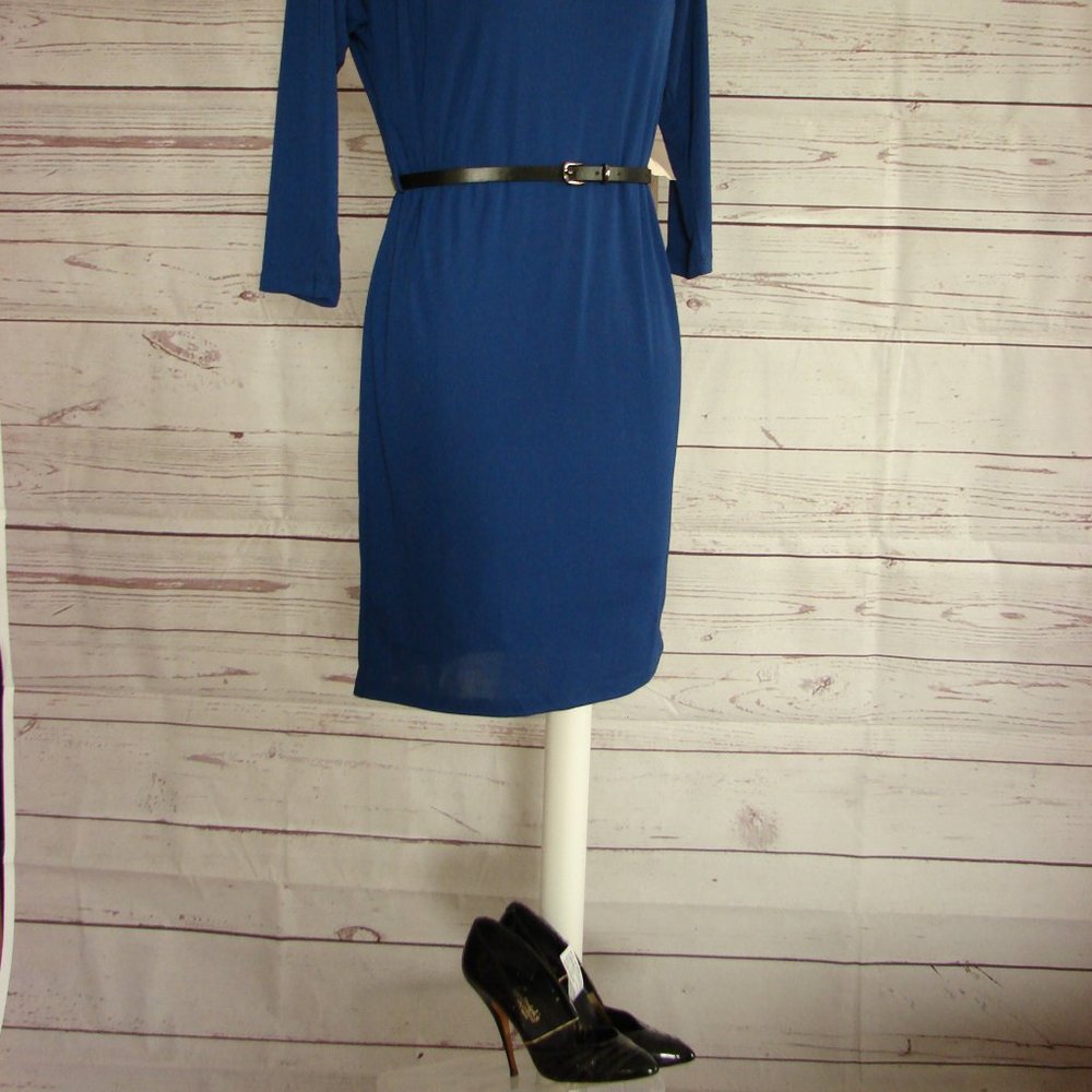 Cobalt Blue Classic Dress w/ Belt - L- Love 21 NWT